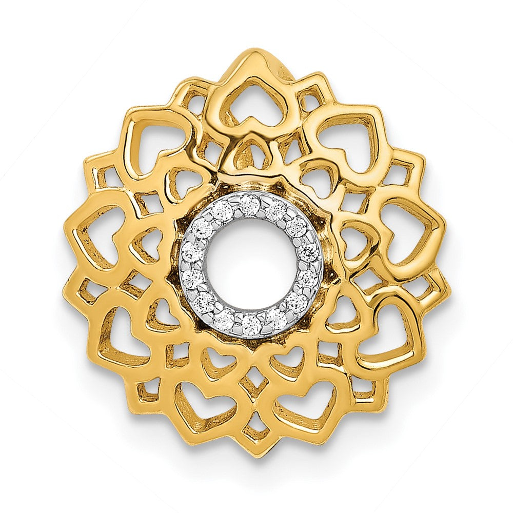 14K Yellow Gold 1/20ct. Real Diamond Sahasrara/Crown Chakra Chain Slide