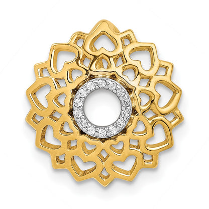 14K Yellow Gold 1/20ct. Real Diamond Sahasrara/Crown Chakra Chain Slide