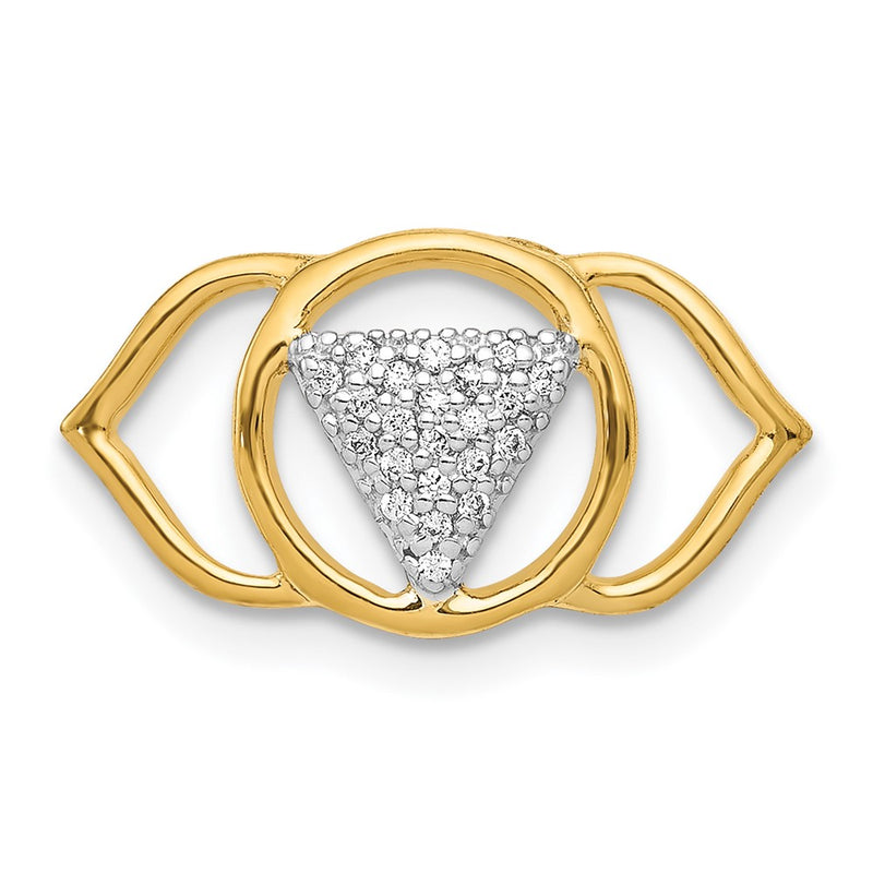 14K Yellow Gold 1/10ct. Real Diamond Ajna/Brow Chakra Chain Slide