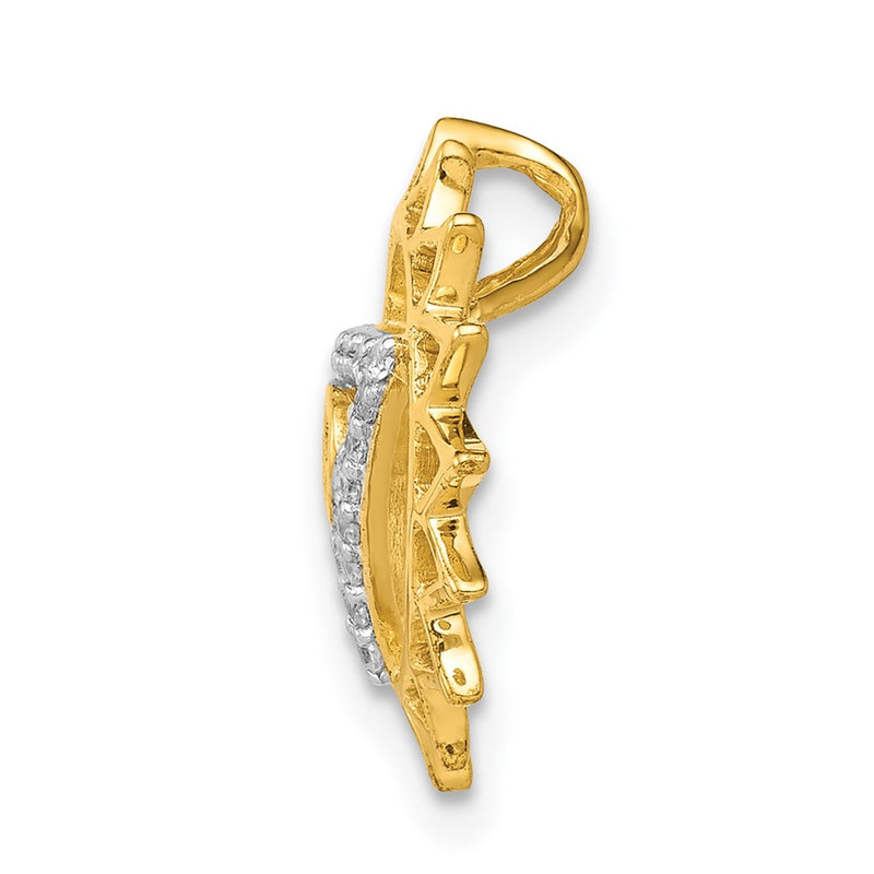 14K Yellow Gold 1/10ct. Real Diamond Vishuddha/Throat Chakra Chain Slide