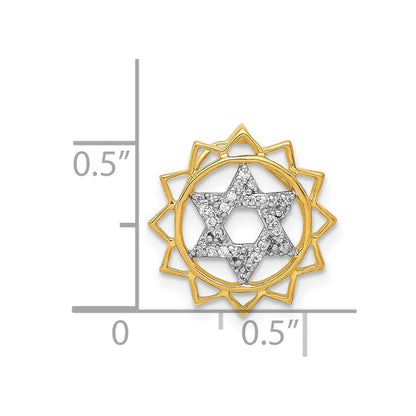 14K Yellow Gold 1/10ct. Real Diamond Anahata/Heart Chakra Chain Slide