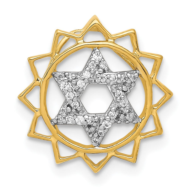 14K Yellow Gold 1/10ct. Real Diamond Anahata/Heart Chakra Chain Slide