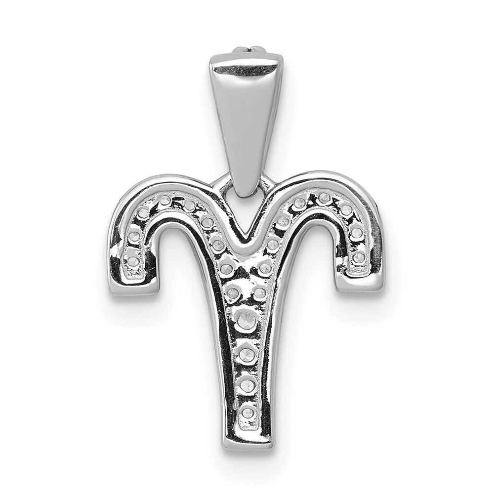 Solid 14k White Gold Simulated CZ Aries Pendant