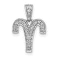 Solid 14k White Gold Simulated CZ Aries Pendant