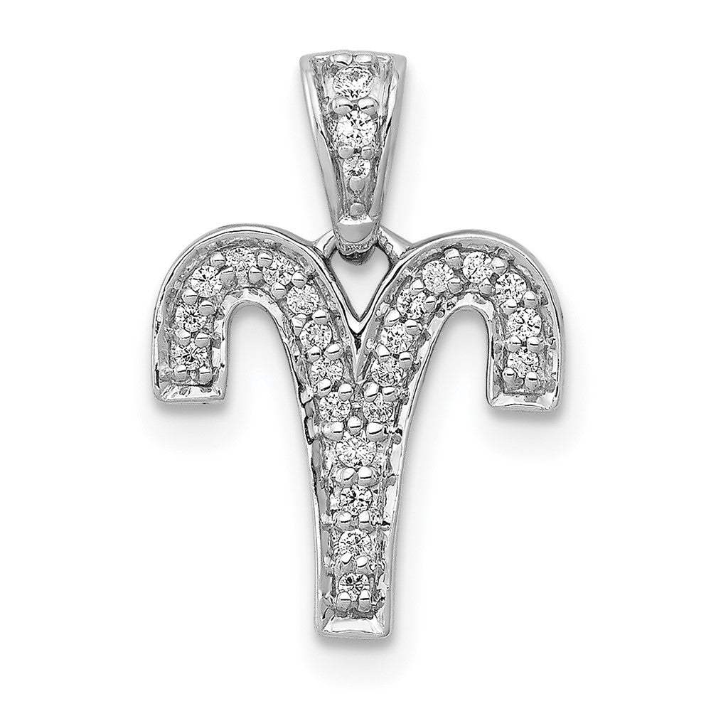 14k White Gold Real Diamond Aries Pendant