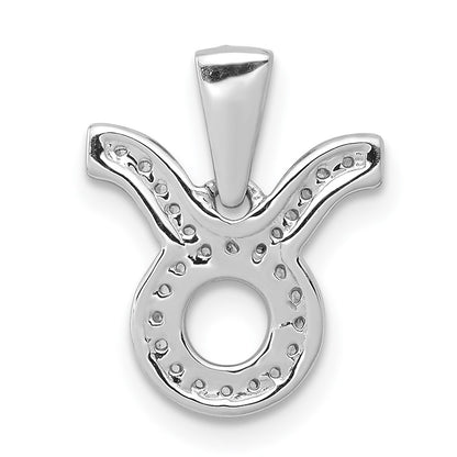 14k White Gold Real Diamond Taurus Pendant