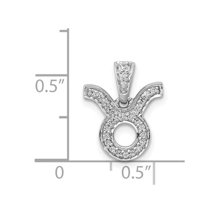 14k White Gold Real Diamond Taurus Pendant