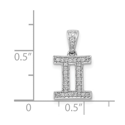 14k White Gold Real Diamond Gemini Pendant
