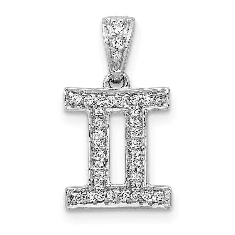 14k White Gold Real Diamond Gemini Pendant