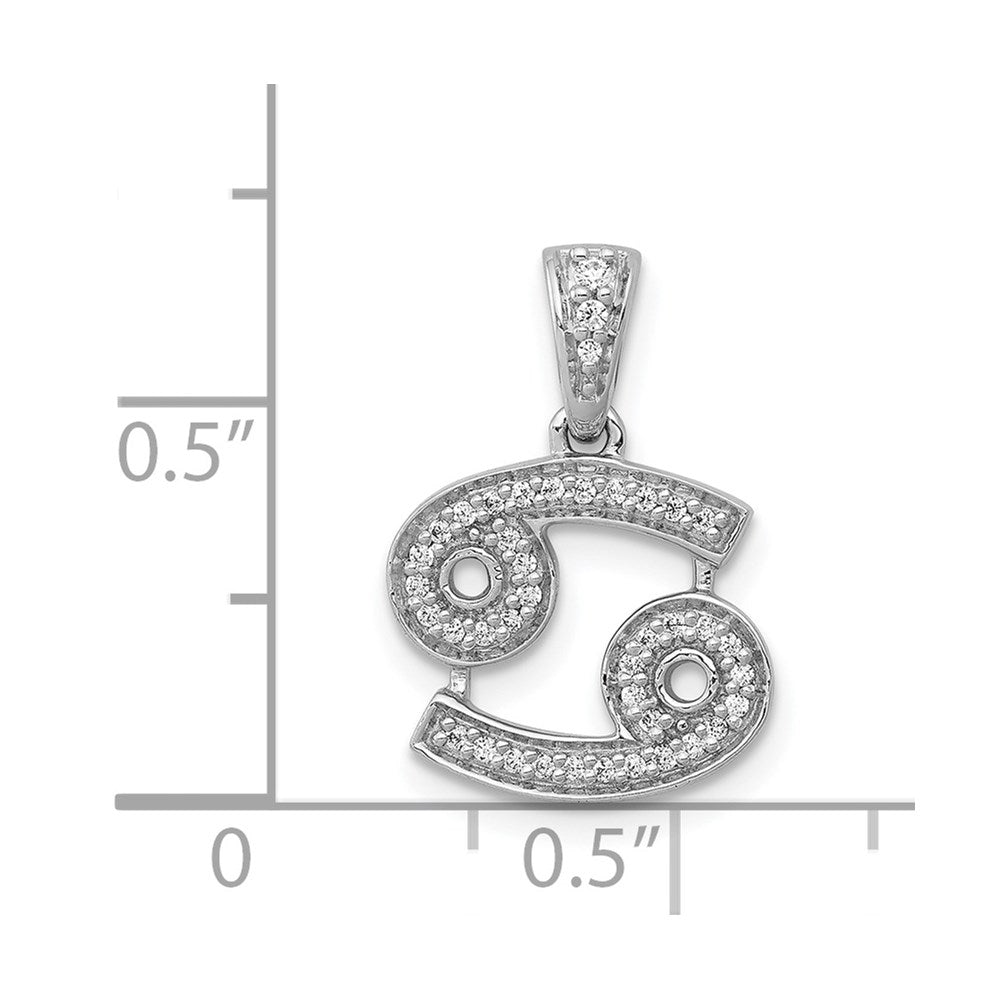 14k White Gold Real Diamond Cancer Pendant
