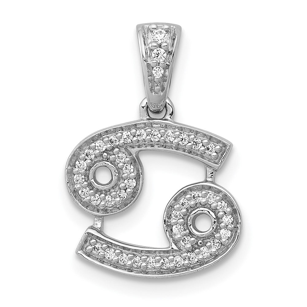 14k White Gold Real Diamond Cancer Pendant