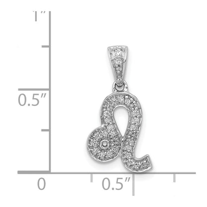 14k White Gold Real Diamond Leo Pendant