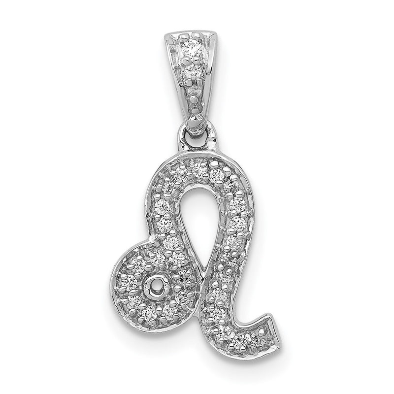 14k White Gold Real Diamond Leo Pendant
