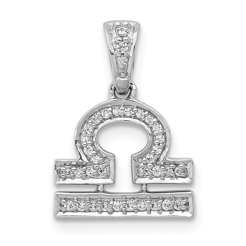 14k White Gold Real Diamond Libra Pendant