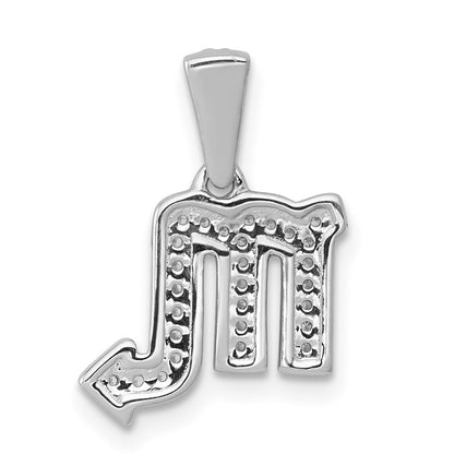 14k White Gold Real Diamond Scorpio Pendant