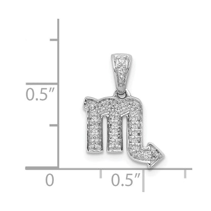 14k White Gold Real Diamond Scorpio Pendant