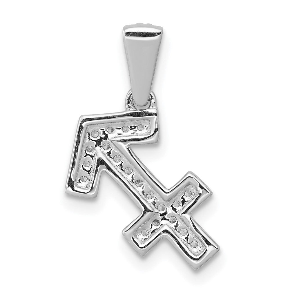 14k White Gold Real Diamond Sagittarius Pendant