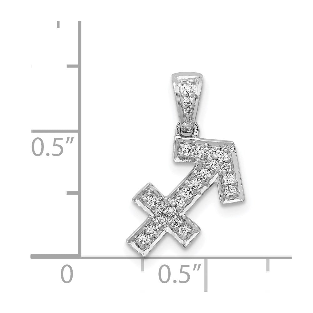 14k White Gold Real Diamond Sagittarius Pendant