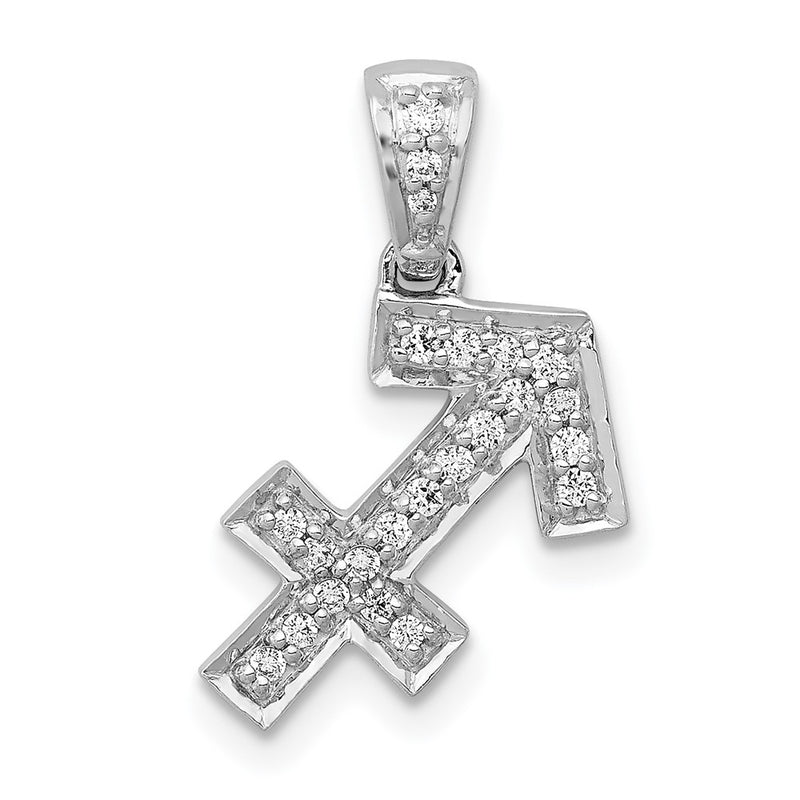 14k White Gold Real Diamond Sagittarius Pendant