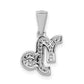 Solid 14k White Gold Simulated CZ Capricorn Pendant