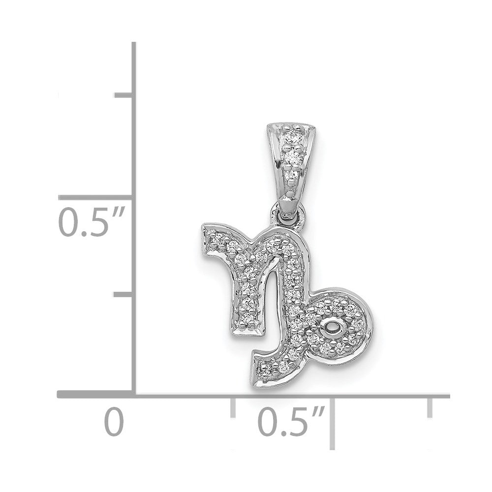14k White Gold Real Diamond Capricorn Pendant
