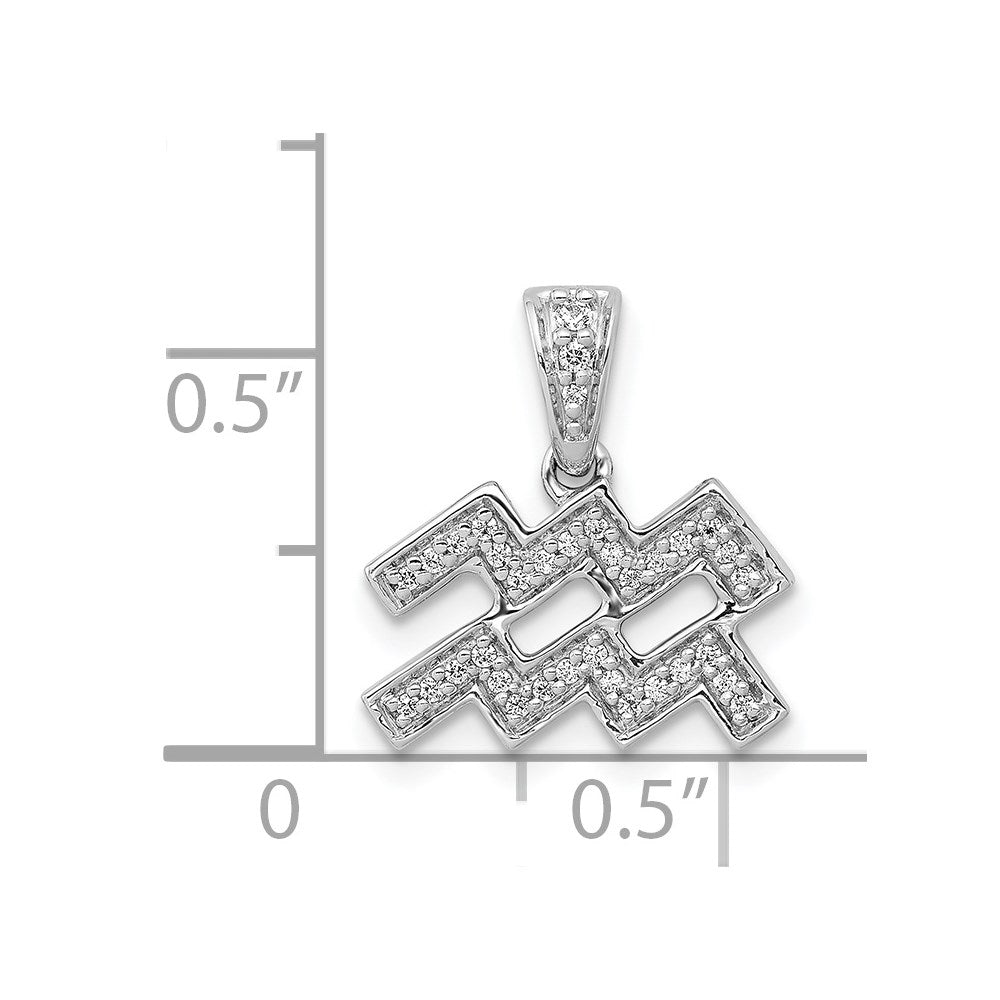 14k White Gold Real Diamond Aquarius Pendant
