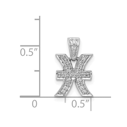 14k White Gold Real Diamond Pisces Pendant