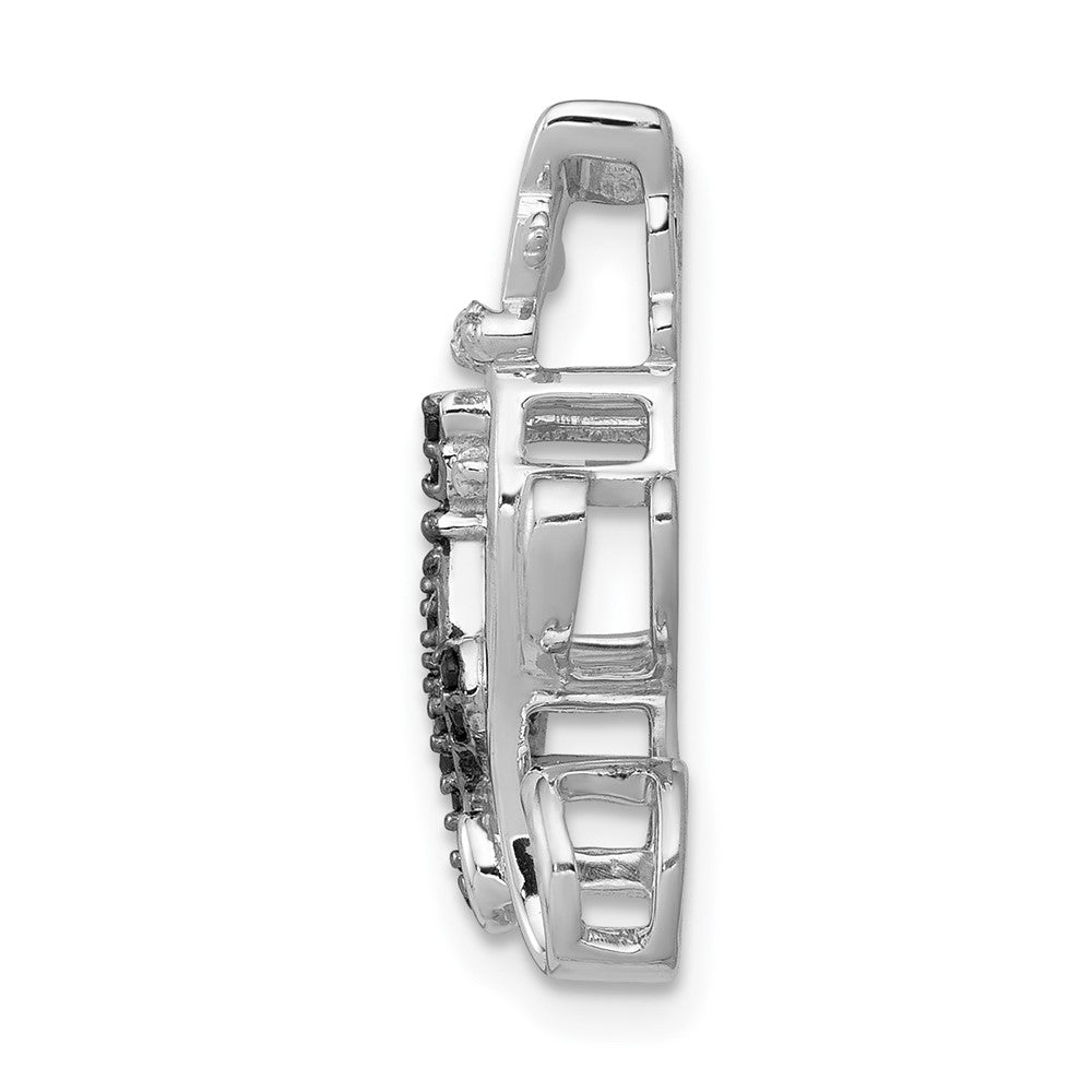 14k White Gold Black and White Accent Real Diamond Cats Chain Slide