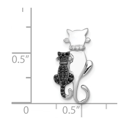 14k White Gold Black and White Accent Real Diamond Cats Chain Slide