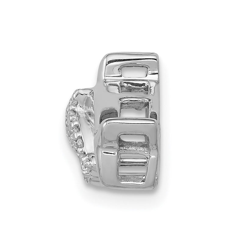 14k White Gold Real Diamond Dolphins Chain Slide