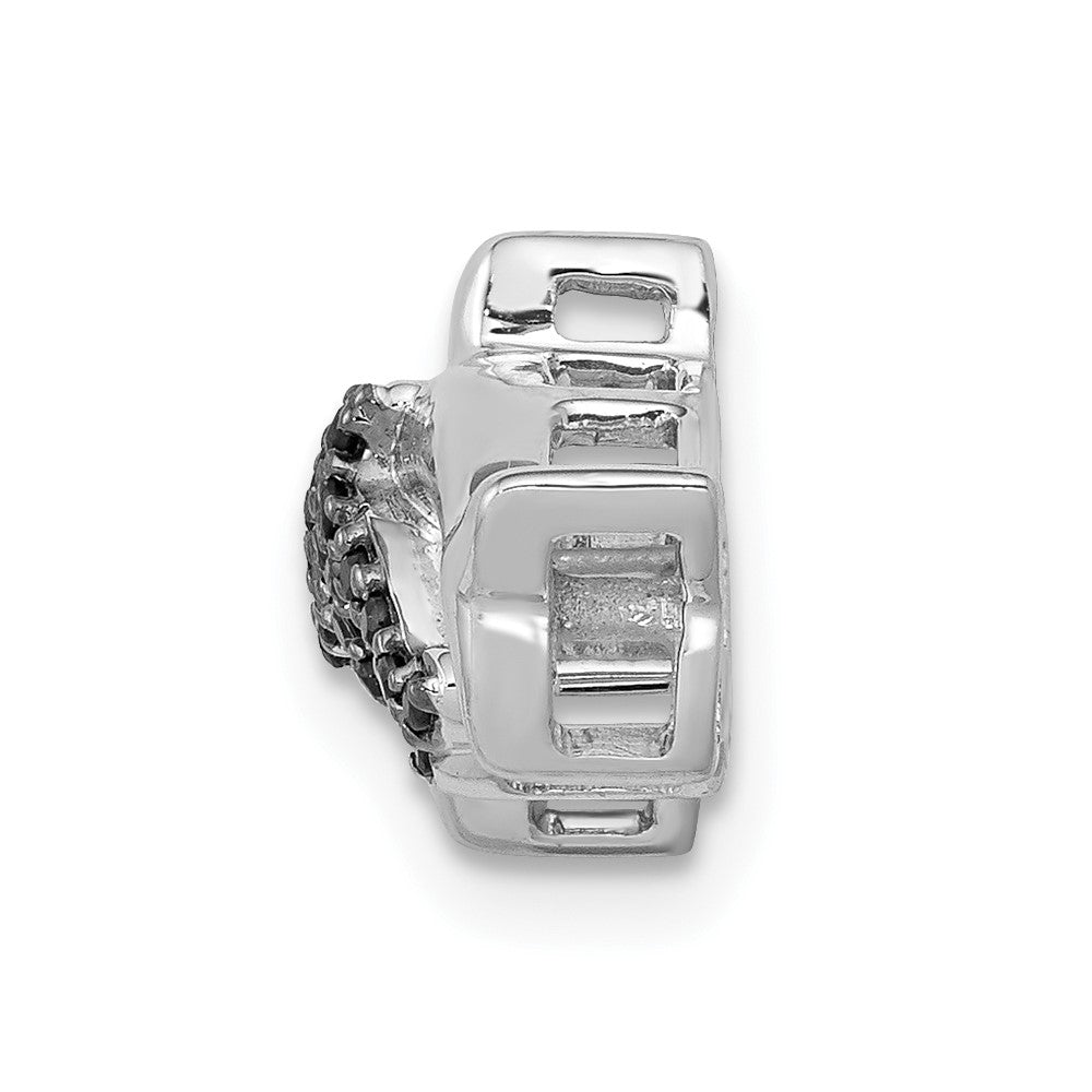 14k White Gold Black Real Diamond Dolphins Chain Slide