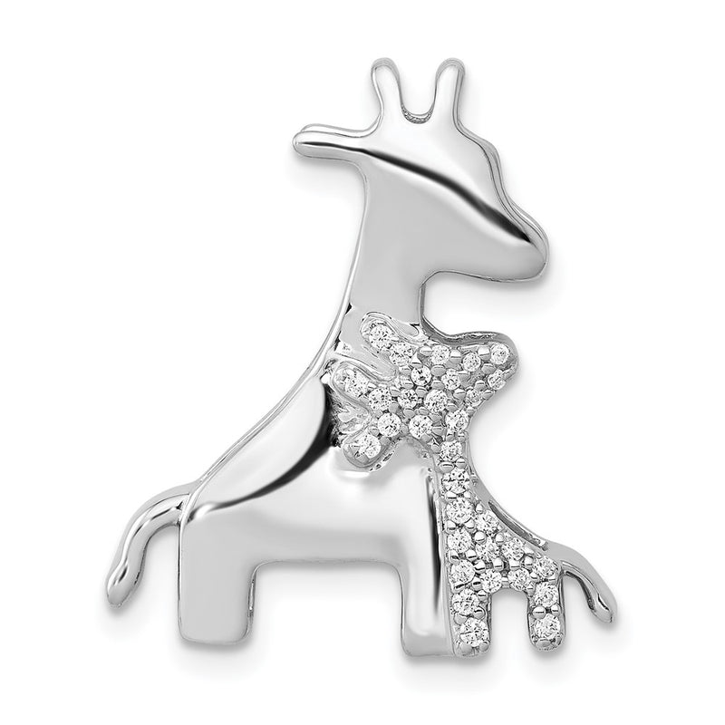 14k White Gold Real Diamond Giraffes Pendant