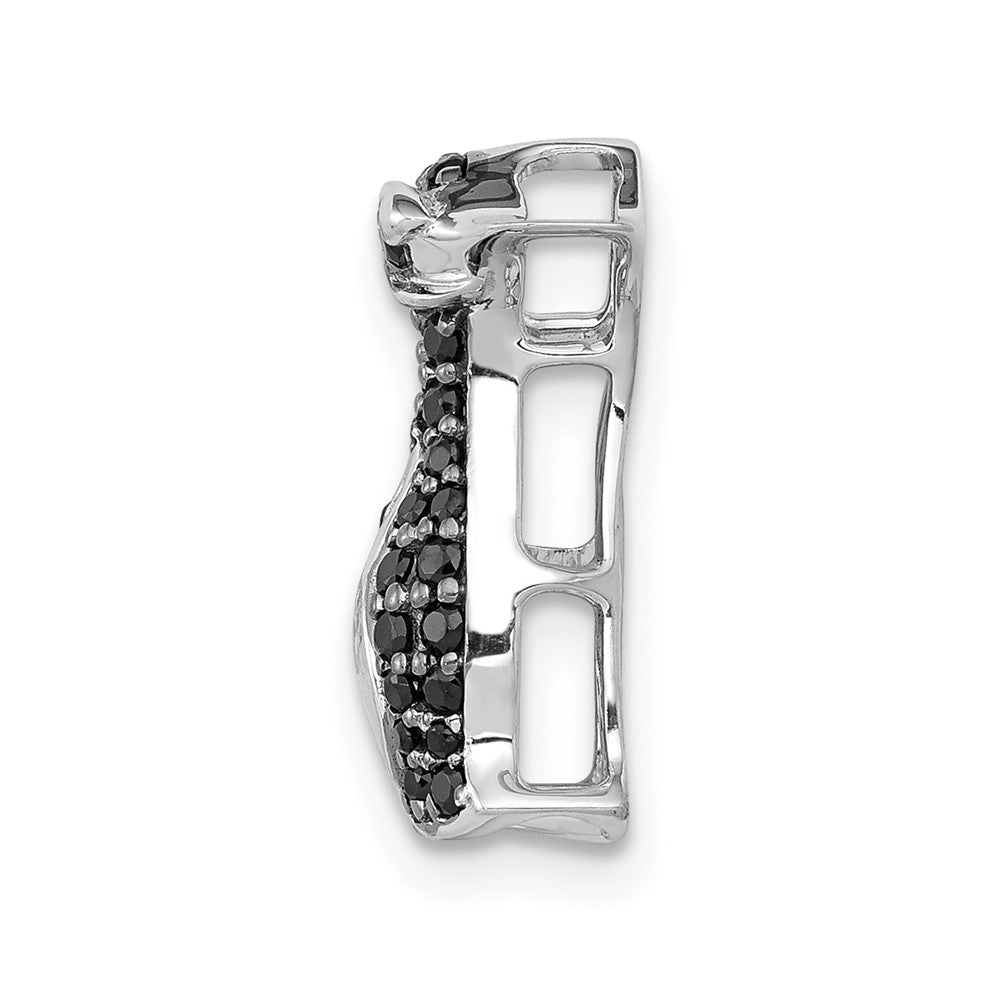 14k White Gold 1/5ct. Black Real Diamond Penguin Chain Slide