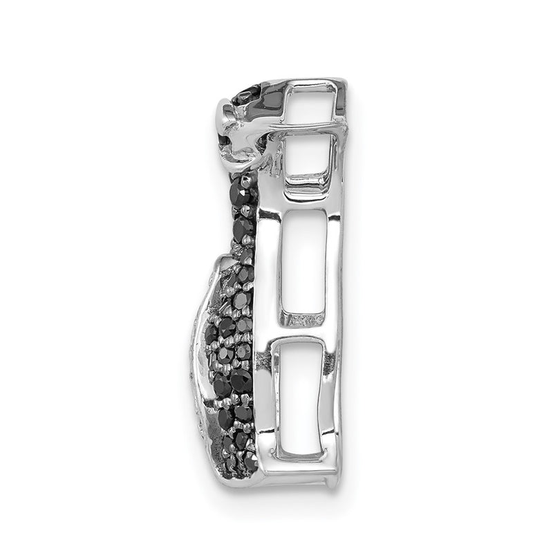 14k White Gold 1/3ct. Black Real Diamond Penguin Chain Slide