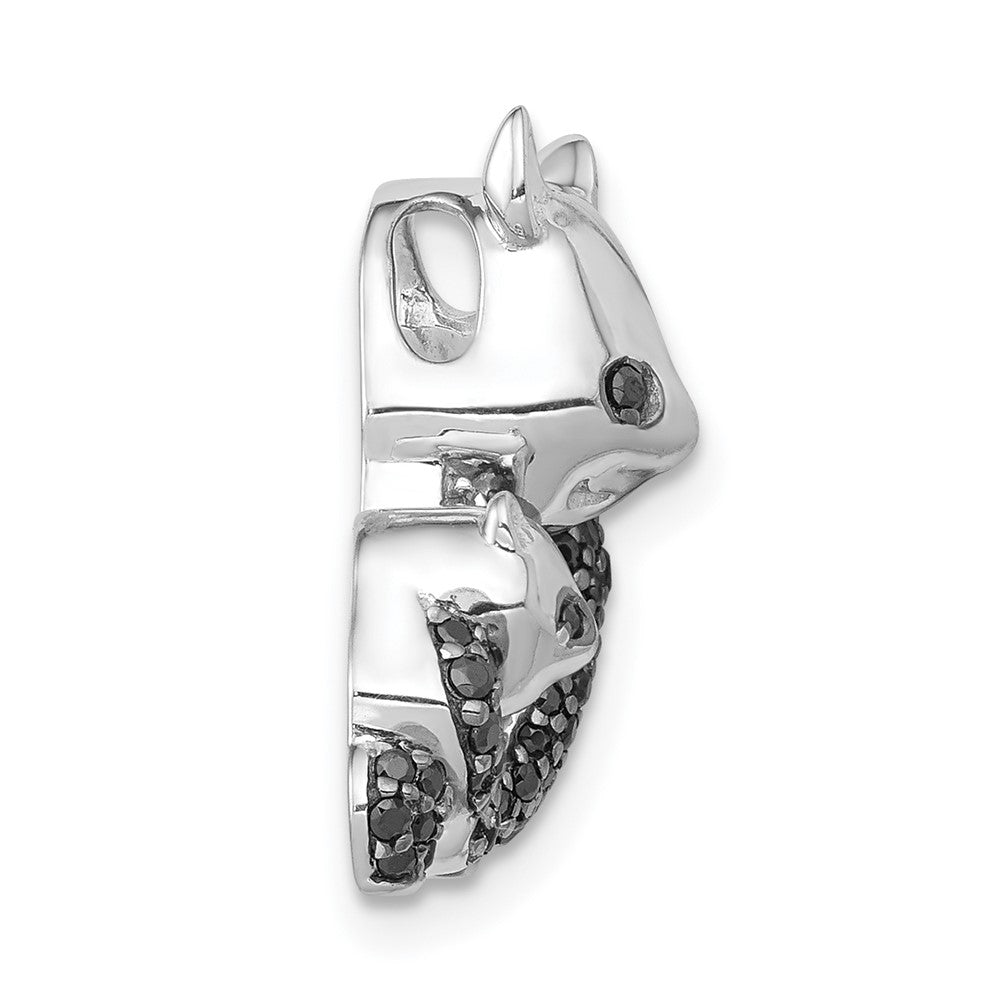 14k White Gold Black Real Diamond Pandas Pendant