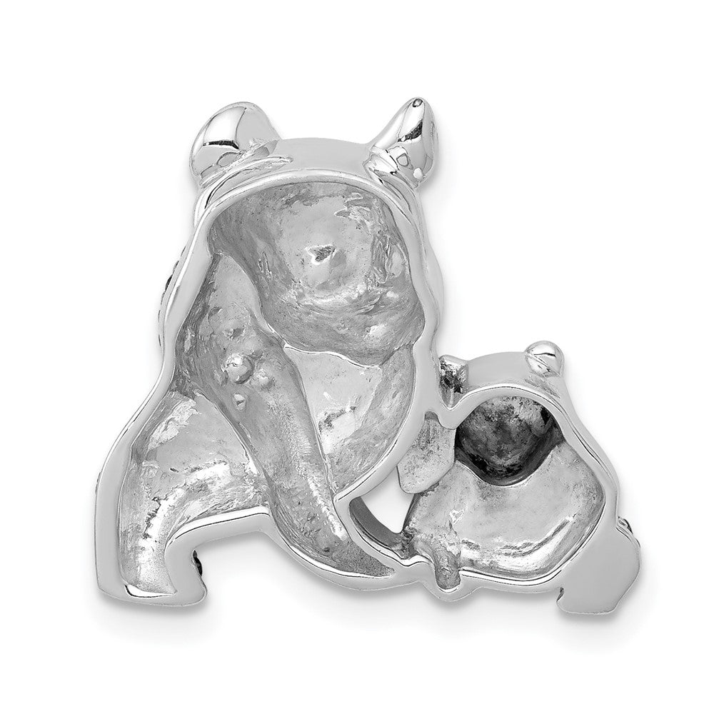 14k White Gold Black Real Diamond Pandas Pendant