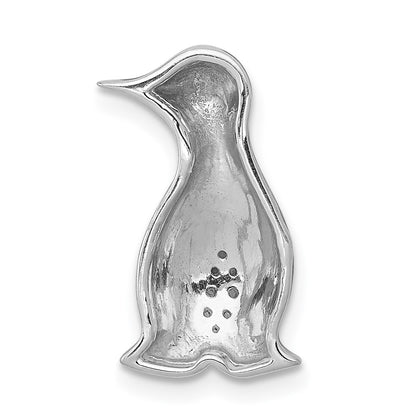 14k White Gold w/ Black Rhodium Real Diamond Penguins Chain Slide