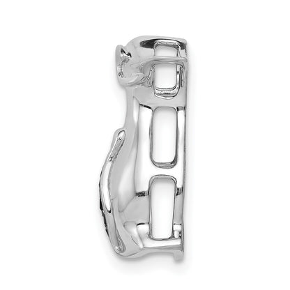 14k White Gold Black Real Diamond Penguins Chain Slide