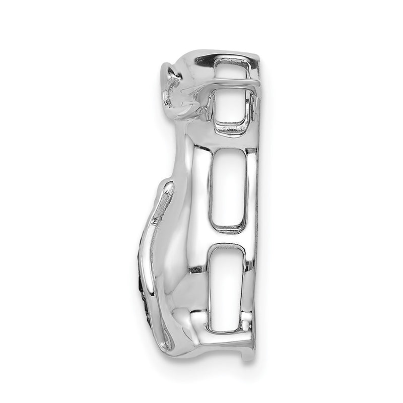 14k White Gold Black Real Diamond Penguins Chain Slide
