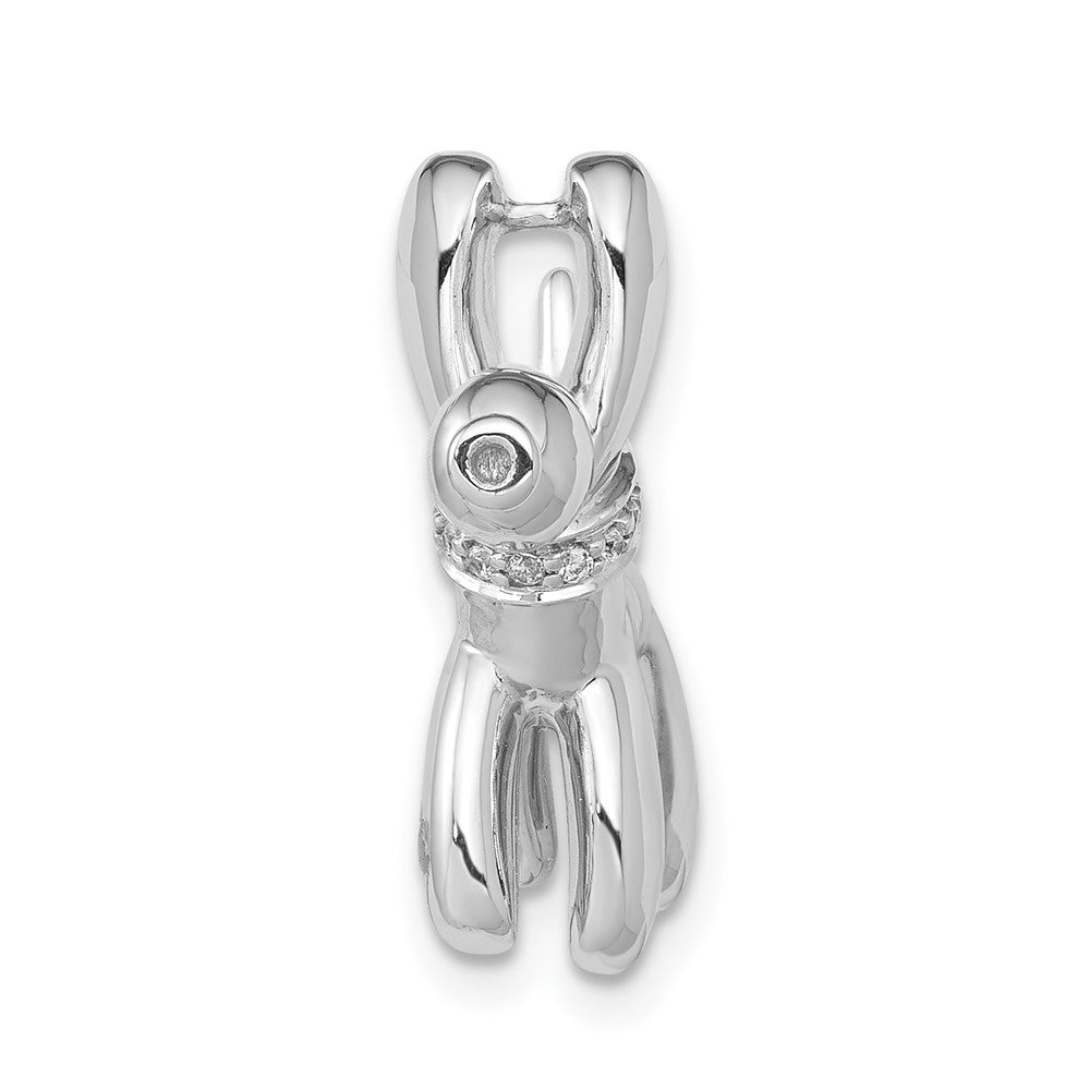 14k White Gold Real Diamond Balloon Dog Chain Slide