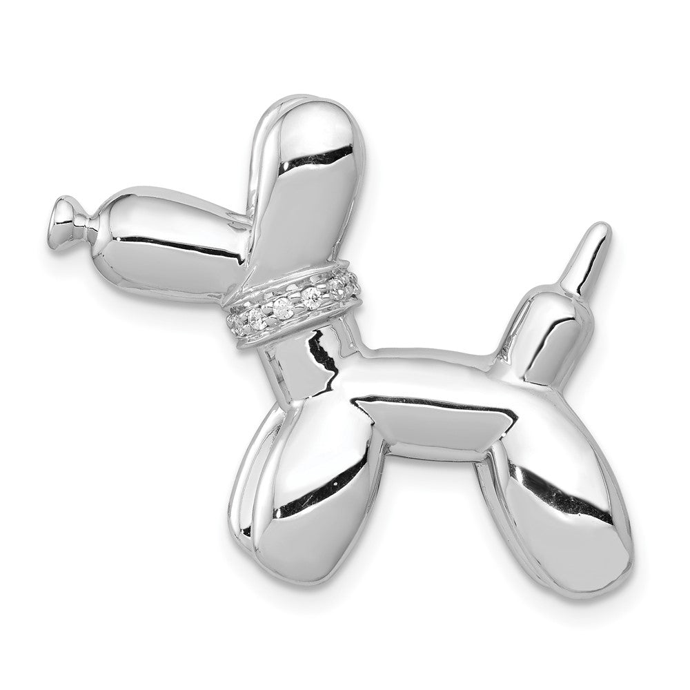14k White Gold Real Diamond Balloon Dog Chain Slide