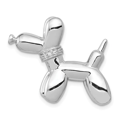 14k White Gold Real Diamond Balloon Dog Chain Slide