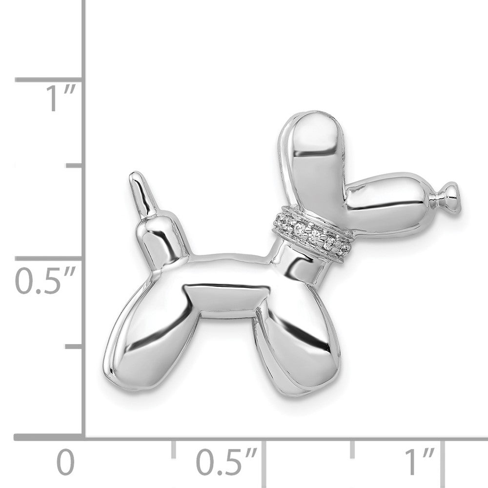14k White Gold Real Diamond Balloon Dog Chain Slide
