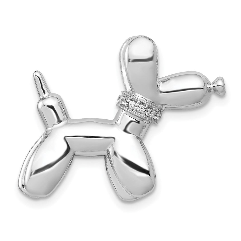 14k White Gold Real Diamond Balloon Dog Chain Slide