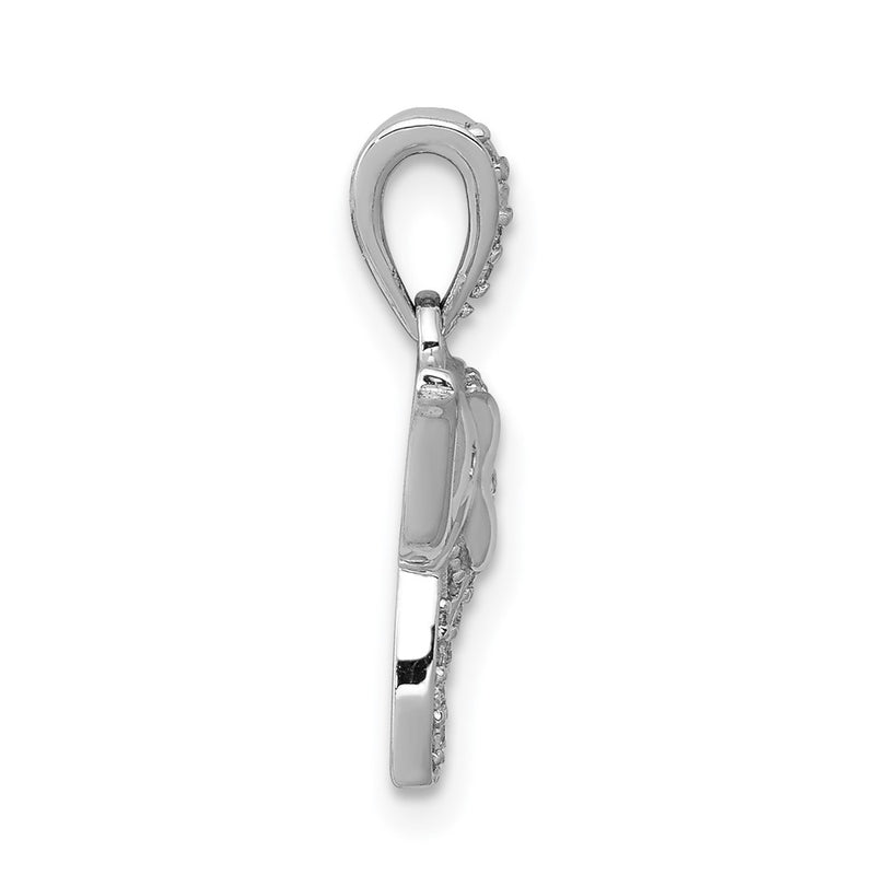 Natural Diamond Elephant Luck Pendant in Solid 14k White Gold