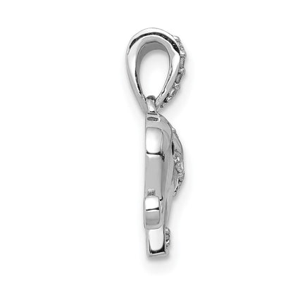 14k White Gold Black/White Real Diamond Elephant Pendant