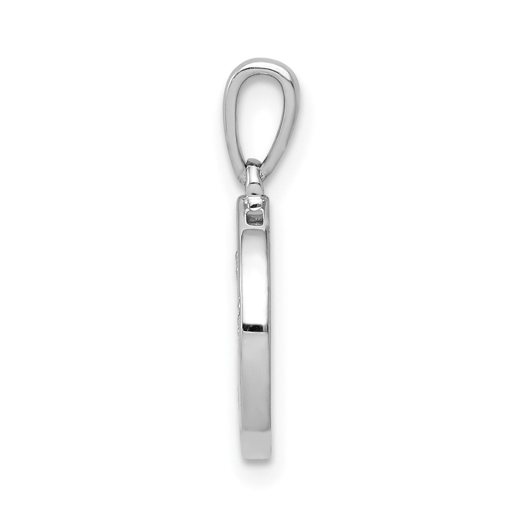 14k White Gold Real Diamond Paw Print in Circle Pendant