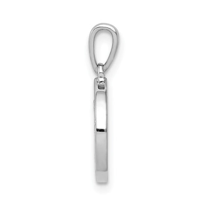 14k White Gold Real Diamond Paw Print in Circle Pendant