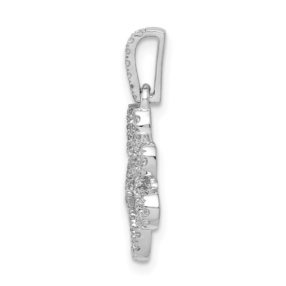 14k White Gold 1/4ct. Real Diamond Paw Print Pendant