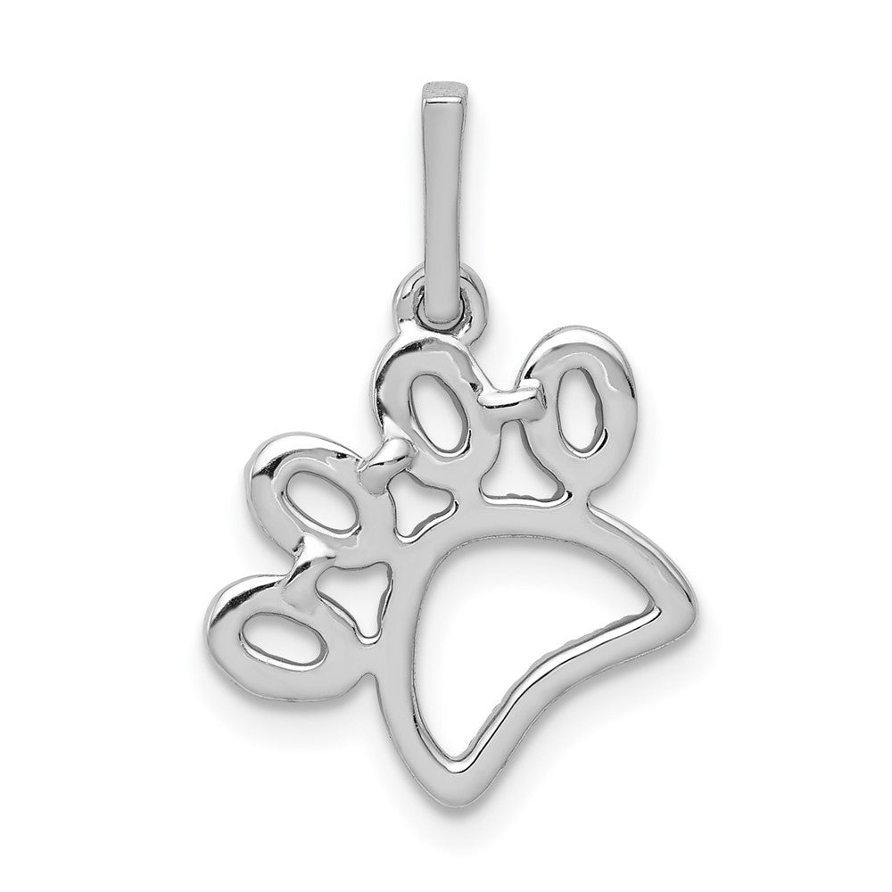 14k White Gold 1/4ct. Real Diamond Paw Print Pendant